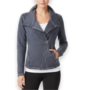 Mondetta Stretch Knit Asymmetrical Zip Moto Jacket Size M